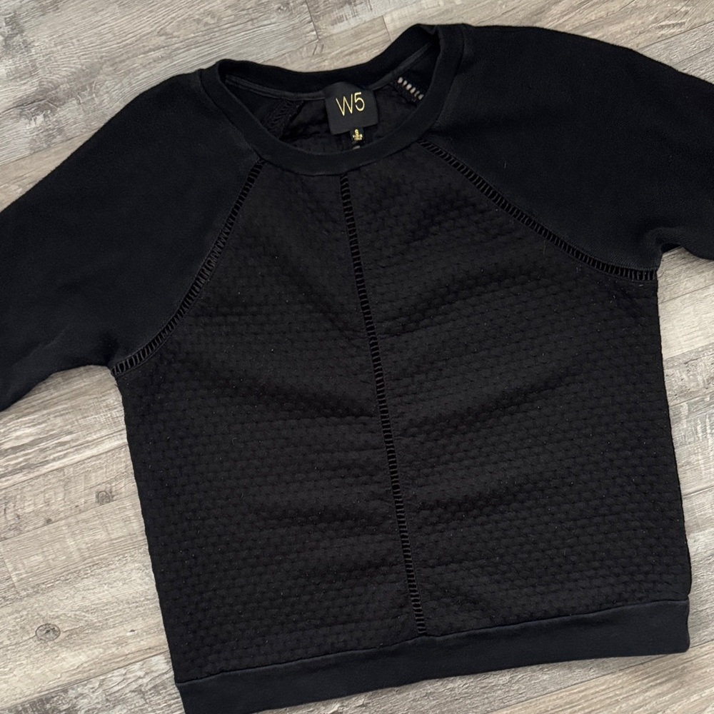 W5 Anthropologie Black Textured Sweatshirt